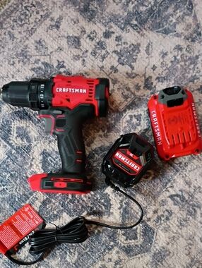Craftsman Red and Black Cordless Drill with Charger and Battery Pack
